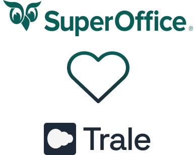 SuperOffice and Trale partnership logo with heart